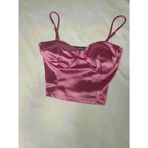 LIZ & SARA Juniors Pink Sleeveless Backless Crop Top Size S